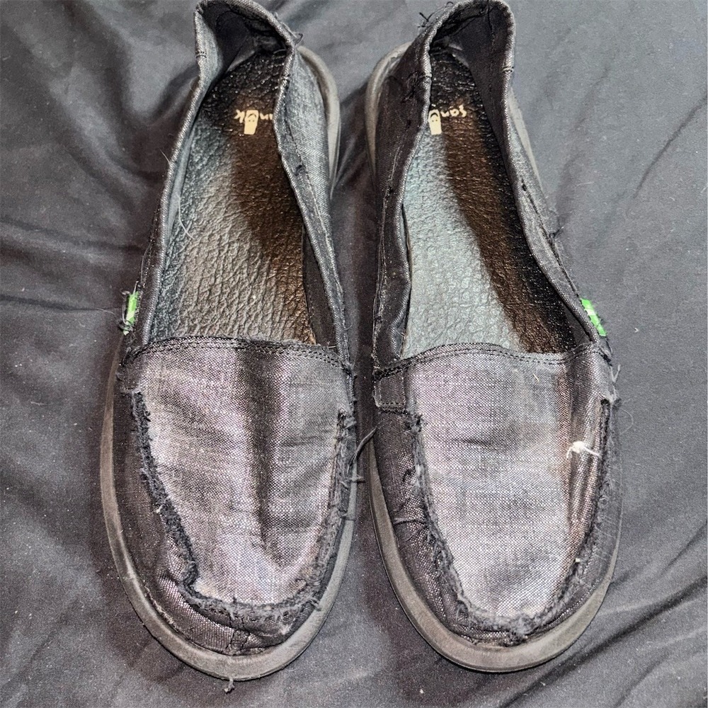 Sanuk Sidewalk Surfer Women's Slip-On Loafers Black 11 EU 42 metallic comfort